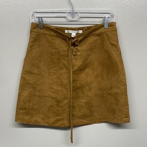 LC Lauren Conrad Tan Lace-Up Mini Skirt